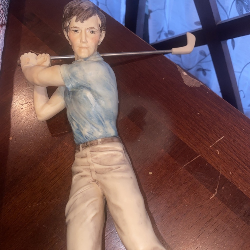 1990 Schmidt Santini Golfer‎ Statue 13", Signed By A. Santini - Picture 10 of 11
